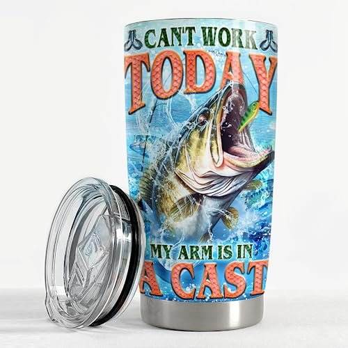 SANDJEST Fishing Tumbler Cup 20oz Fisherman Gift for Men...
