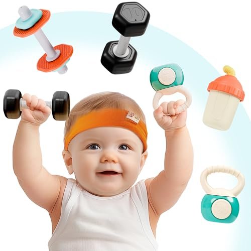 iPlay, iLearn Baby First Gym Rattle Set, Infant Dumbbell...