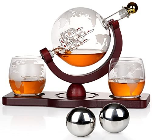 PONPUR Gifts for Men Dad Christmas, Whiskey Decanter Globe...
