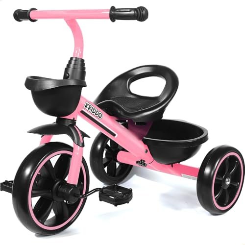 KRIDDO Tricycle for 2-5 Year Olds - Pink Toddler Trike...