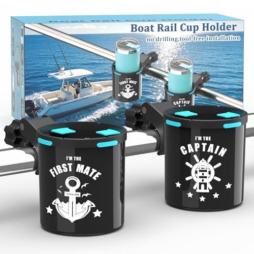 Botepon Marine Boat Rail Cup Holder - Tool-Free Clamp for...