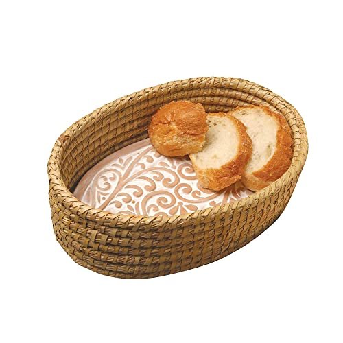 Bread Warmer Basket with Stone - Bread Baskets for...