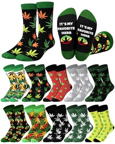 Skicuff 10 Pairs Weed Socks for Men Women Marijuana Socks...