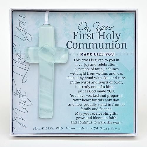 The Grandparent Gift Co. Handmade Glass Cross: First...