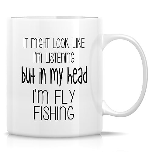 Retreez Funny Fly Fishing Mug Gift In My Head I'm...