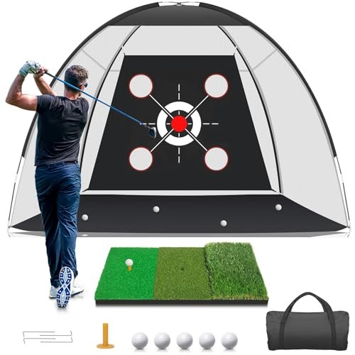 KLAODOT Golf Net with Practice Mat,Golf Hitting Aid Nets...