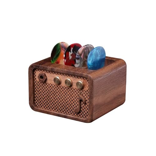 CoolGift Mart Guitar Pick Holder, Walnut Wood Electric...