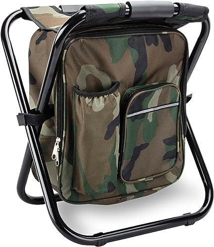 Kikerike Folding Stool Backpack Insulated Cooler Bag,...