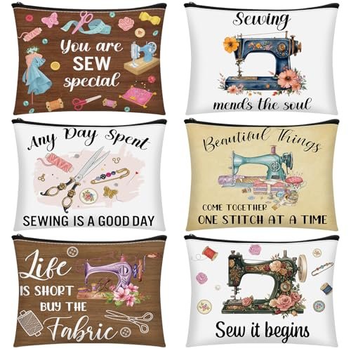 Reginary 6 Pcs Sewing Themed Makeup Bag Funny Sewing...