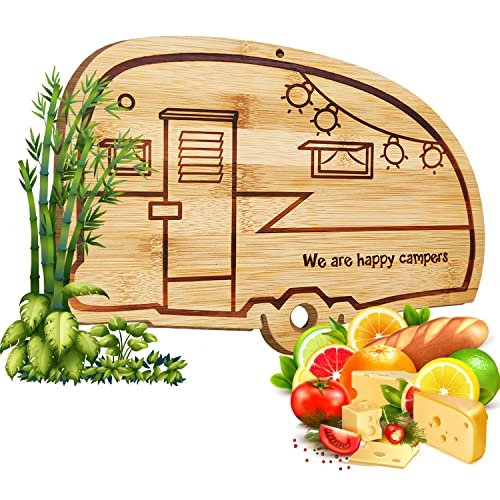 Haigoo RV Cutting Board Campsite Retro Happy Camper Bamboo...