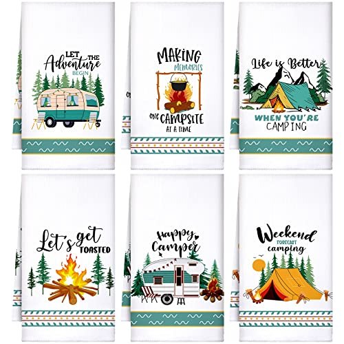 Set of 6 Camping Kitchen Towels White Absorbent Dishcloth...