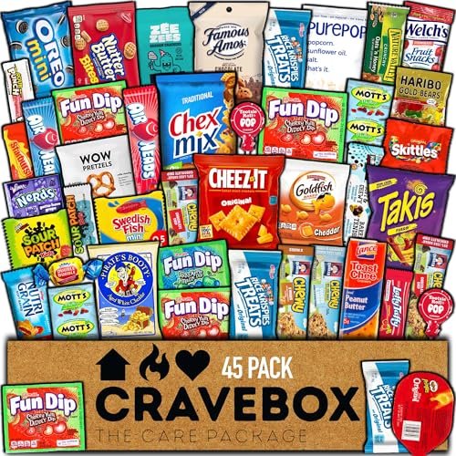 CRAVEBOX Snacks Box Variety Pack Care Package (45 Count)...