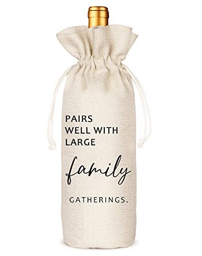 Pairs well with large family gatherings, Funny wine Bag,...