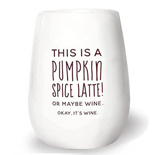 Pumpkin Spice Latte Stemless Wine Glass, Fall Wine Glass,...