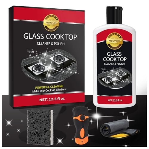 Meuvcol Glass Stove Top Cleaner Kit, 12 Oz Glass Cooktop...