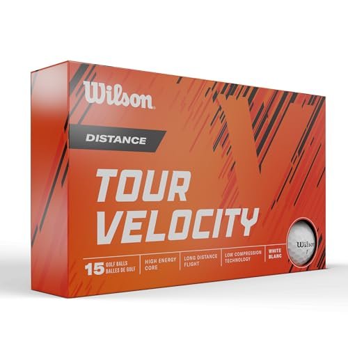 WILSON Tour Velocity Distance Golf Balls - 15 Pack, White