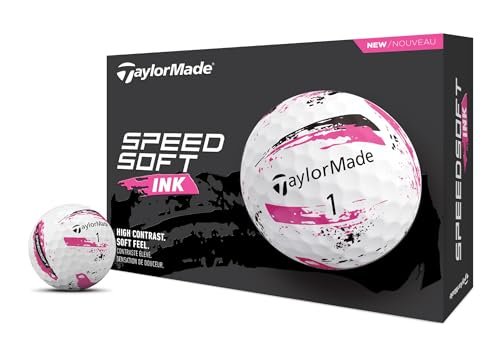 TaylorMade Golf SPEEDSOFT Ink Golf Balls Pink ONE Dozen