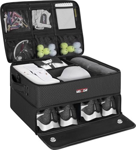 ANILD Golf Trunk Organizer, 2 Layer Golf Storage Case...