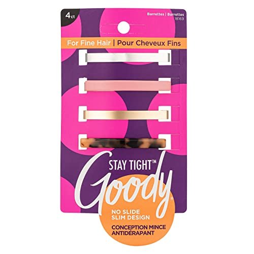 Goody Stay Tight Fine Hair Barrettes, 4 Ct, Assorted...