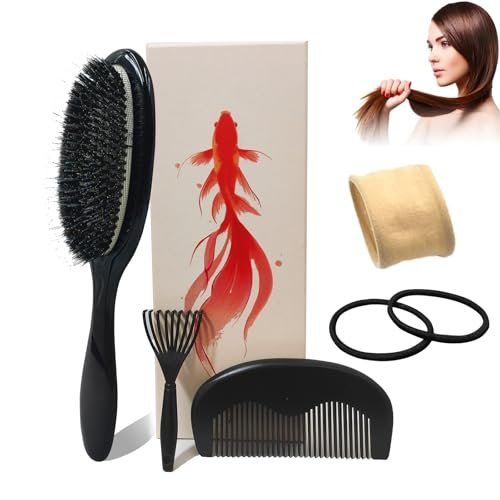 No Shampoo Hair Brush,100% Boar Bristle Hair Brush Set,Hair...