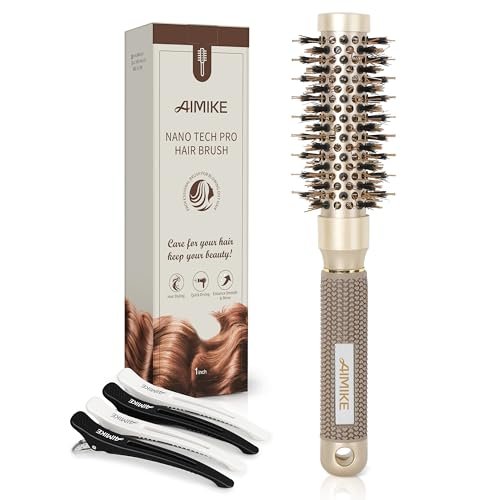 AIMIKE Round Hair Brush, 1 inch Barrel with Boar...