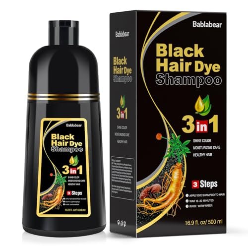 Bablabear Black Hair Dye Shampoo for Gray Hair,...