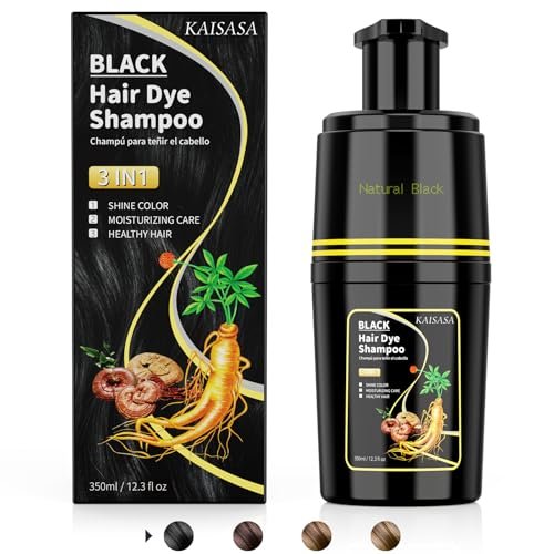 Black Hair Dye Shampoo 3 in 1, Hair Color Shampoo...