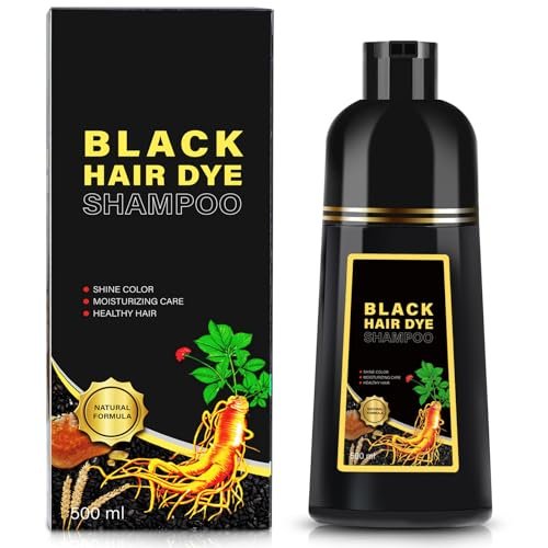 Black Hair Dye Shampoo 3 in 1, Herbal Shampoo Hair...