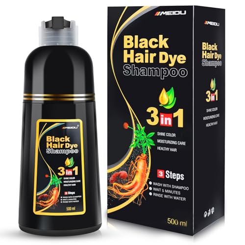 IIIMEIDU Black Hair Dye Shampoo 3 in 1 for Gray...