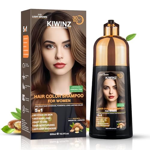 Kiwinz Professional Hair Color Shampoo – 5 in 1 Hair...