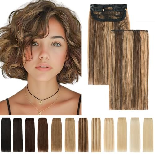 SEGO 2 Pcs Short Hair Extensions Clip in Human Hair...