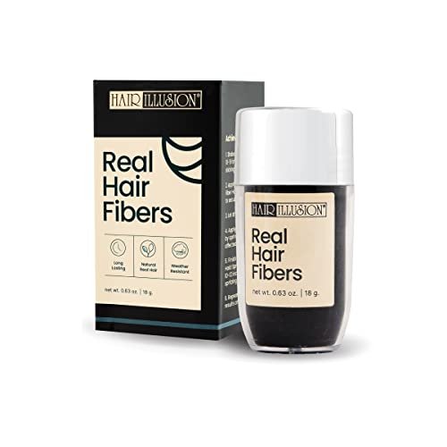 Hair Illusion Black Real Hair Fibers for Thinning Hair -...