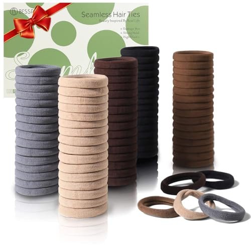 100 Pcs Thick Seamless Brown Hair Ties, Ponytail Holders...