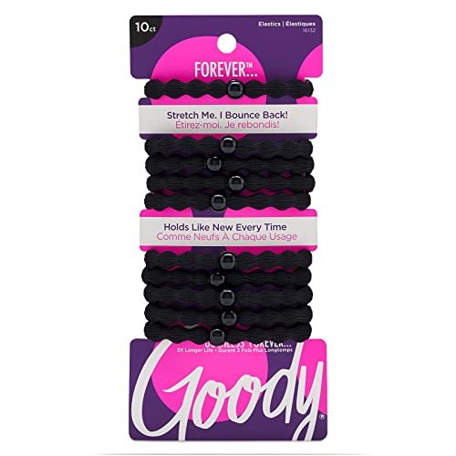 Goody Ouchless Forever Hair Elastics, 10 Ct, Black,...