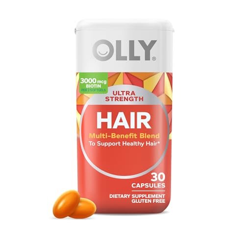 OLLY Ultra Strength Hair Softgels, Supports Hair Health,...