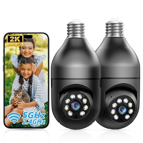 2K Light Bulb Security Camera Outdoor 2 Pack - 5G&...