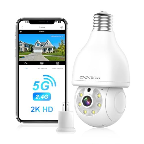 CiKiKWXO 2.4&5Ghz WiFi Light Bulb Security Camera,2K...