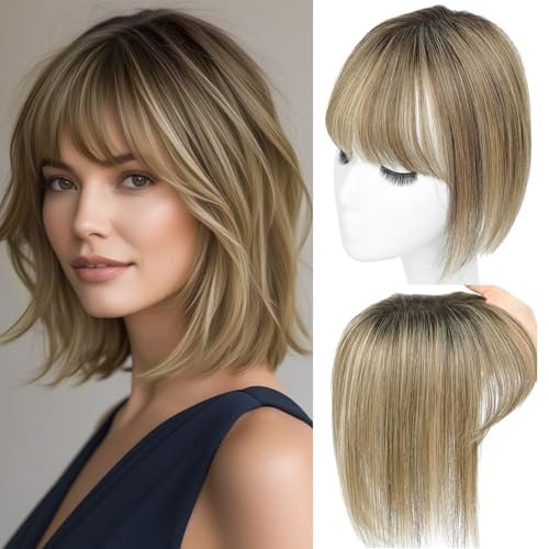 Human Hair Toppers with Bangs Hair Toppers for Women Remy...