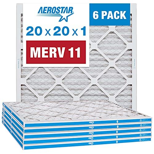 Aerostar 20x20x1 MERV 11 - 6 Count - Pleated HVAC,...