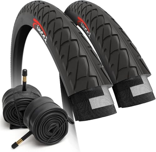Fincci Pair 26 inch Bike Tires - Foldable Slick 26...