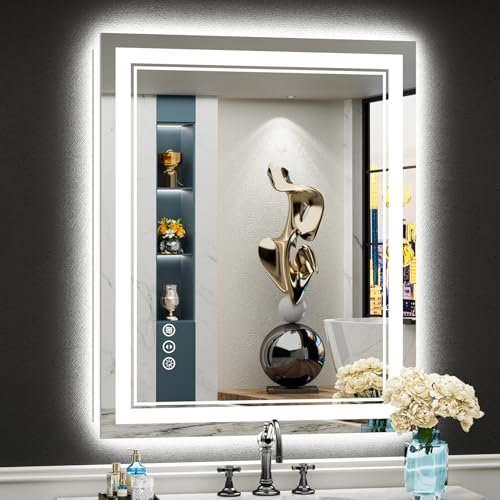 AWANDEE 28x36 LED Bathroom Mirror with Lights, Backlit &...