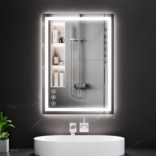 Koonmi 20x28 LED Bathroom Mirror, Backlit + Front Lit,...