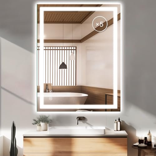 LED Bathroom Mirror 28 x 36 Inch Anti-Fog Bathroom Mirror...