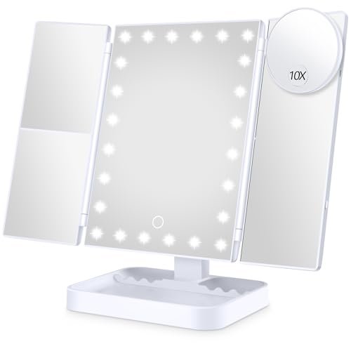 NIKKOMON Wireless Rechargeable Lighted Makeup Mirror with 3...