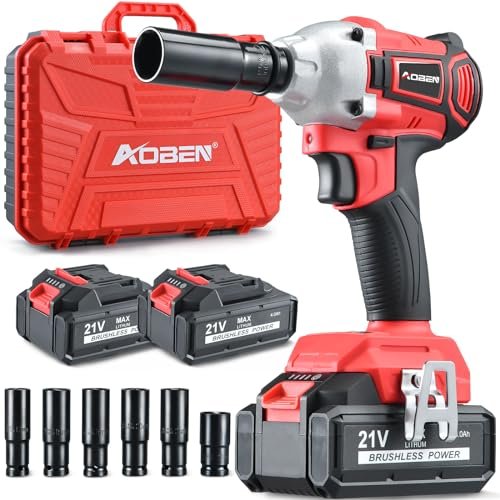 AOBEN Cordless Impact Wrench 1/2 inch,21V 300N.m Brushless...