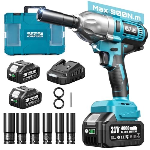 Seesii Impact Wrench 665 FT-LBS(900N.m) 3300IPM 1/2 Impact...
