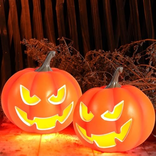 Rocinha 2 Pack Plastic Jack O Lantern Pumpkins Halloween...