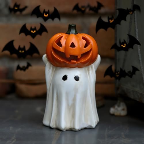 Halloween Ghost Decoration with Light-Up Jack-o'-Lantern...