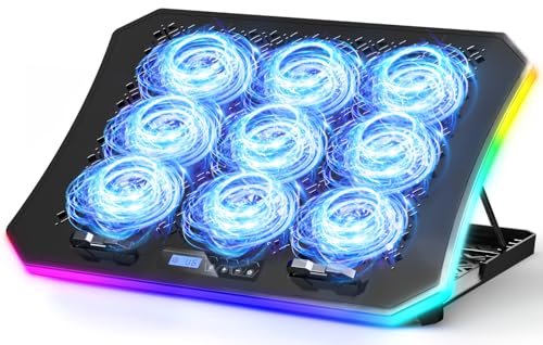 KeiBn Upgraded Gaming Laptop Cooler Pad with 9 Quiet RGB...