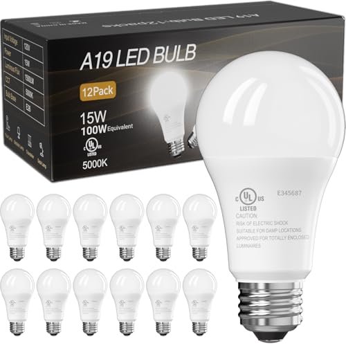 TJOY LED Light Bulbs, 100 Watt Equivalent A19, 5000K...